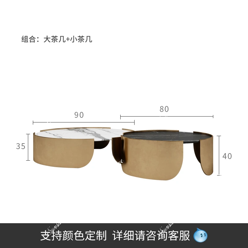 Italian minimalist light luxury rock slab coffee table, living room, round coffee table