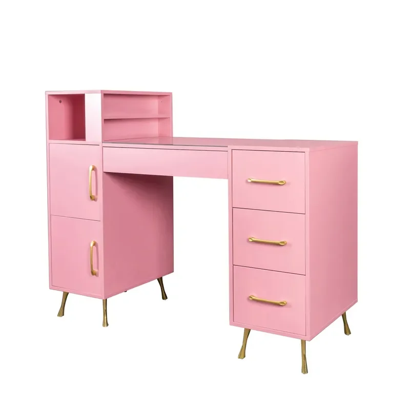 Luxury Nail Table and Chair Set White Silver Wood Spa Beauty Salon Furniture Manicure Station