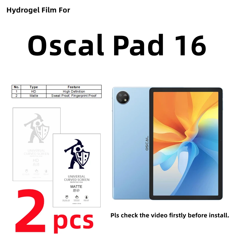 

2pcs HD Hydrogel Film For Oscal Pad 16 Matte Screen Protector For Oscal Pad 16 Clear/Frosted Protective Film