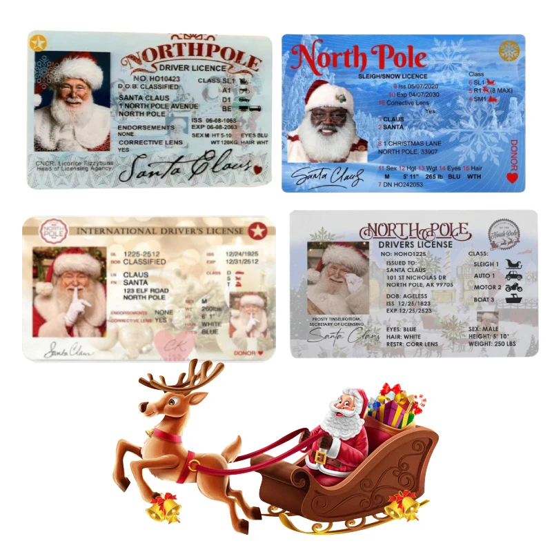 Creative Santa Claus Flight License Card Christmas Eve Driving Licence Christmas Gift For Kids Toys Merry Christmas Decorations