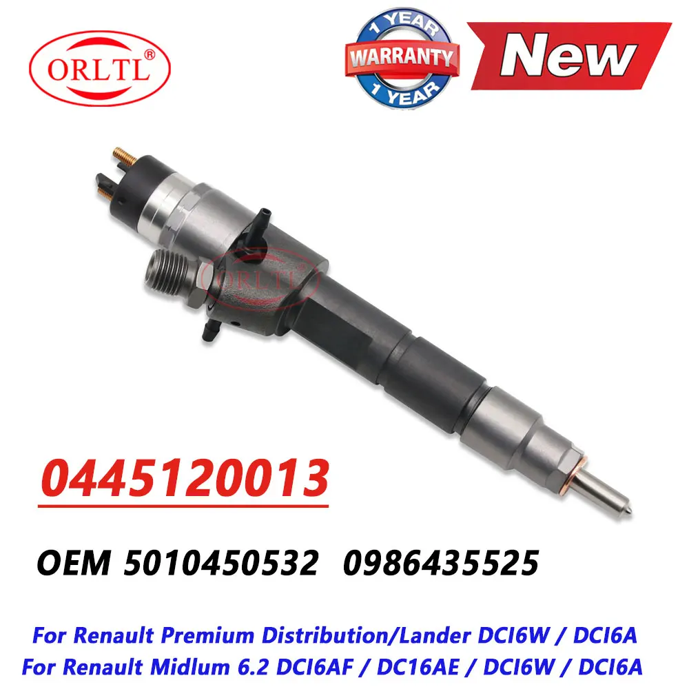 

0445120013 New ORLTL Injector 5010450532 Nozzle 0986435525 for Renault Premiun Midlum Distribution Lander DC16AF DC16AE