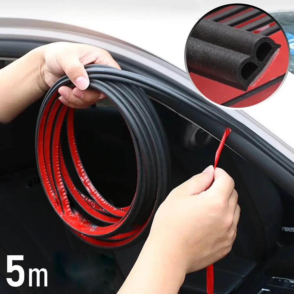 5 Meters Car Door Seal Strips Rubber Soft B Shape Weatherstrip Auto Accessories Anti-Dust Soundproofing