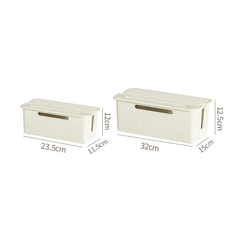 Cable Storage Box Desktop Charging Data Cable Storage Device Plug Socket Cable Management Device Black White Storage Organizer