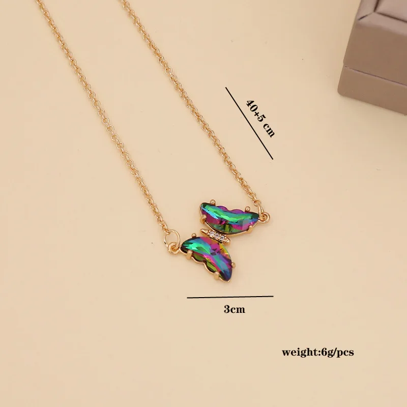 Simple Cubic Zirconia Butterfly Pendant Necklace Classic Birthstone Crystal Necklace For Women Girls Anniversary Gifts