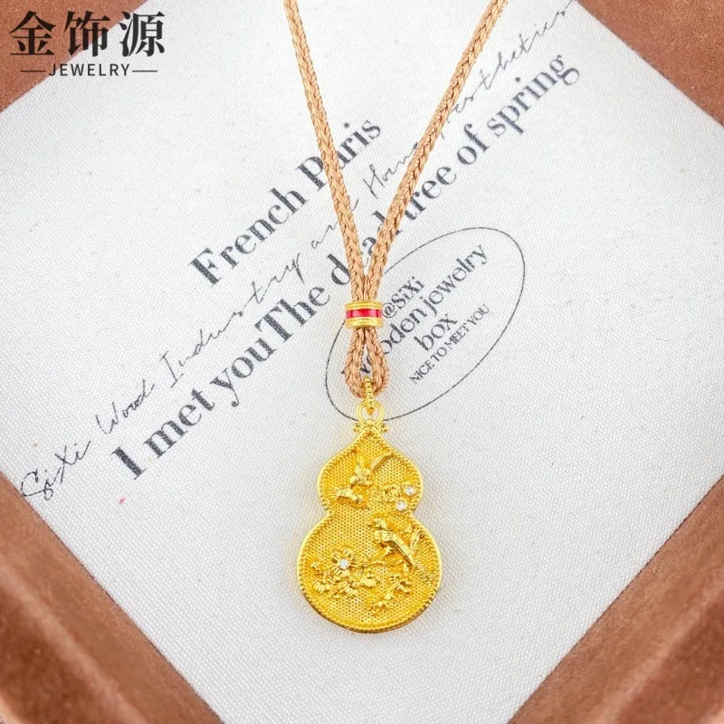 2026 Sand Gold Studded Diamond Magpie on Plum Blossom Gourd Pendant Necklace Joy on The Eyebrows Fulu Pendant for Women