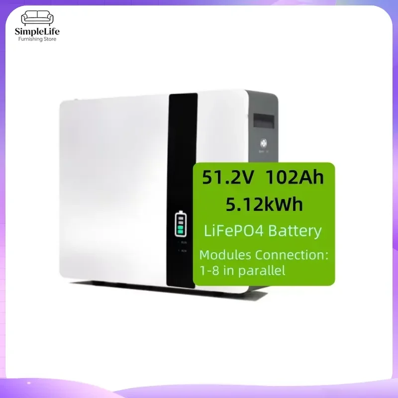 51.2V 100Ah LiFePO4 Battery 5kWh 10kWh 15kWh 20kWh Solar Energy Storage System Home Power Wall Lithium Iron Phosphate Pack