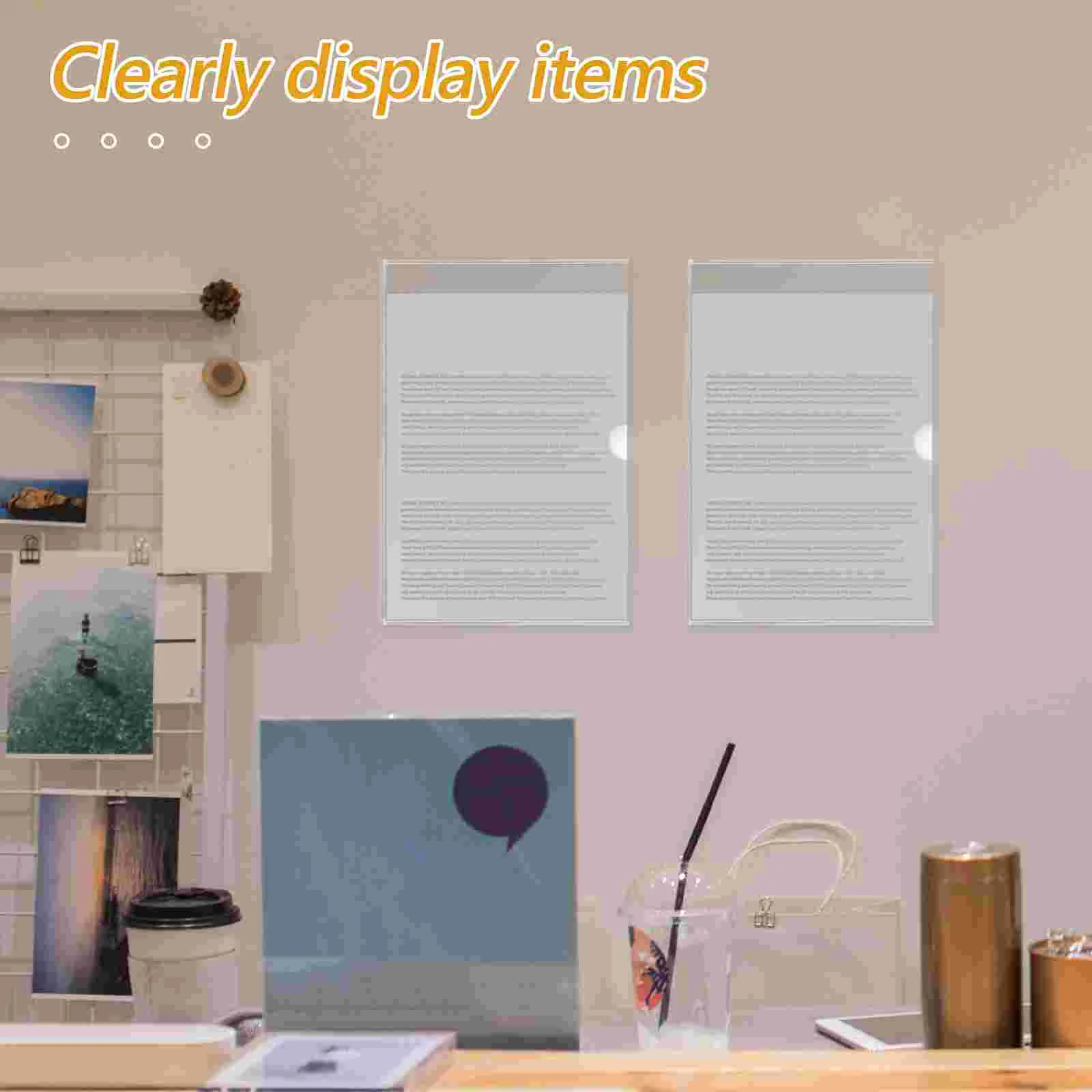 2 Pcs Horizontal Memo Document Holder Acrylic Display Box Transparent Clear Office Rack Folders