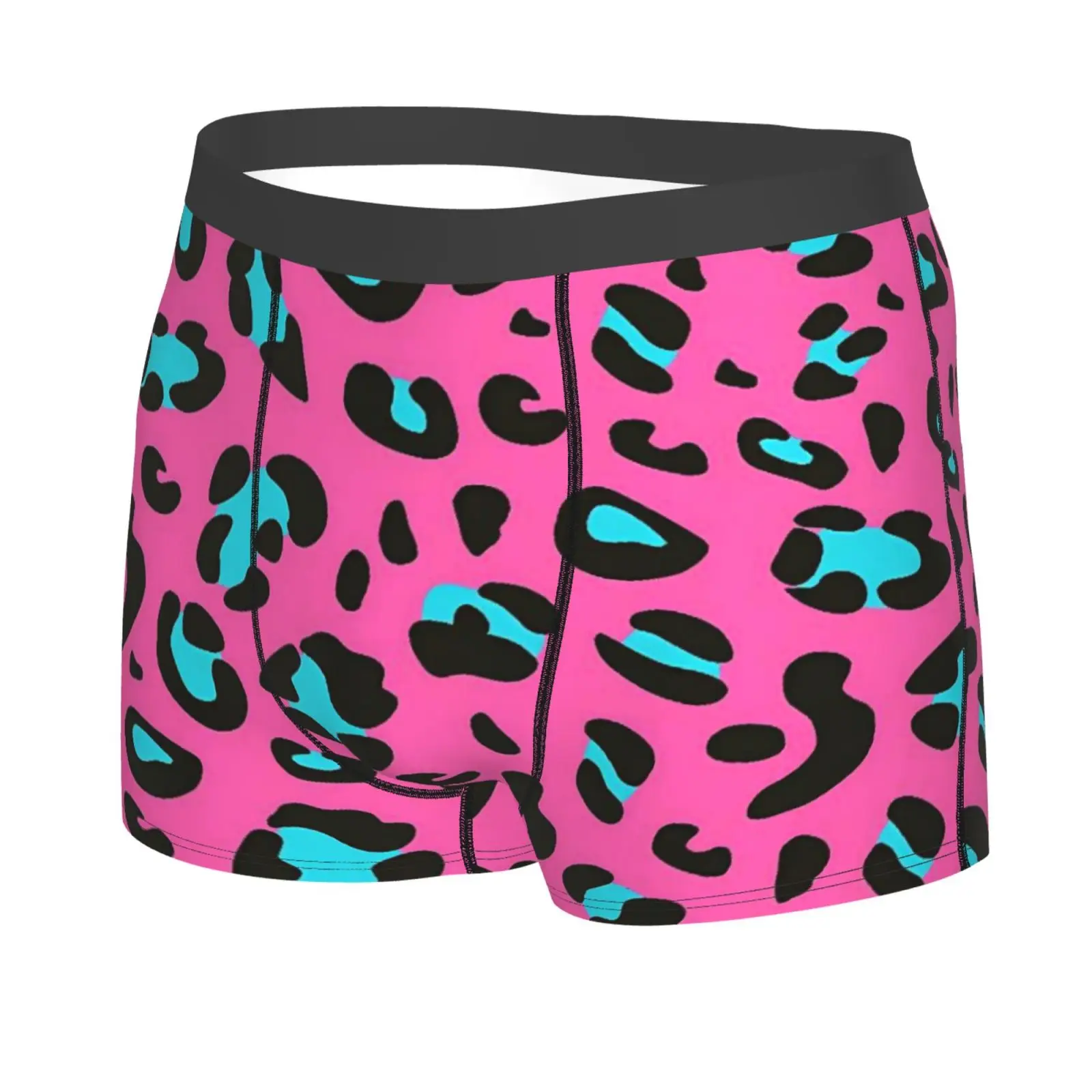 Blue and Pink Leopard Print Pattern Man's Boxer Briefs Breathable Funny Underwear High Quality Print Shorts Gift Idea