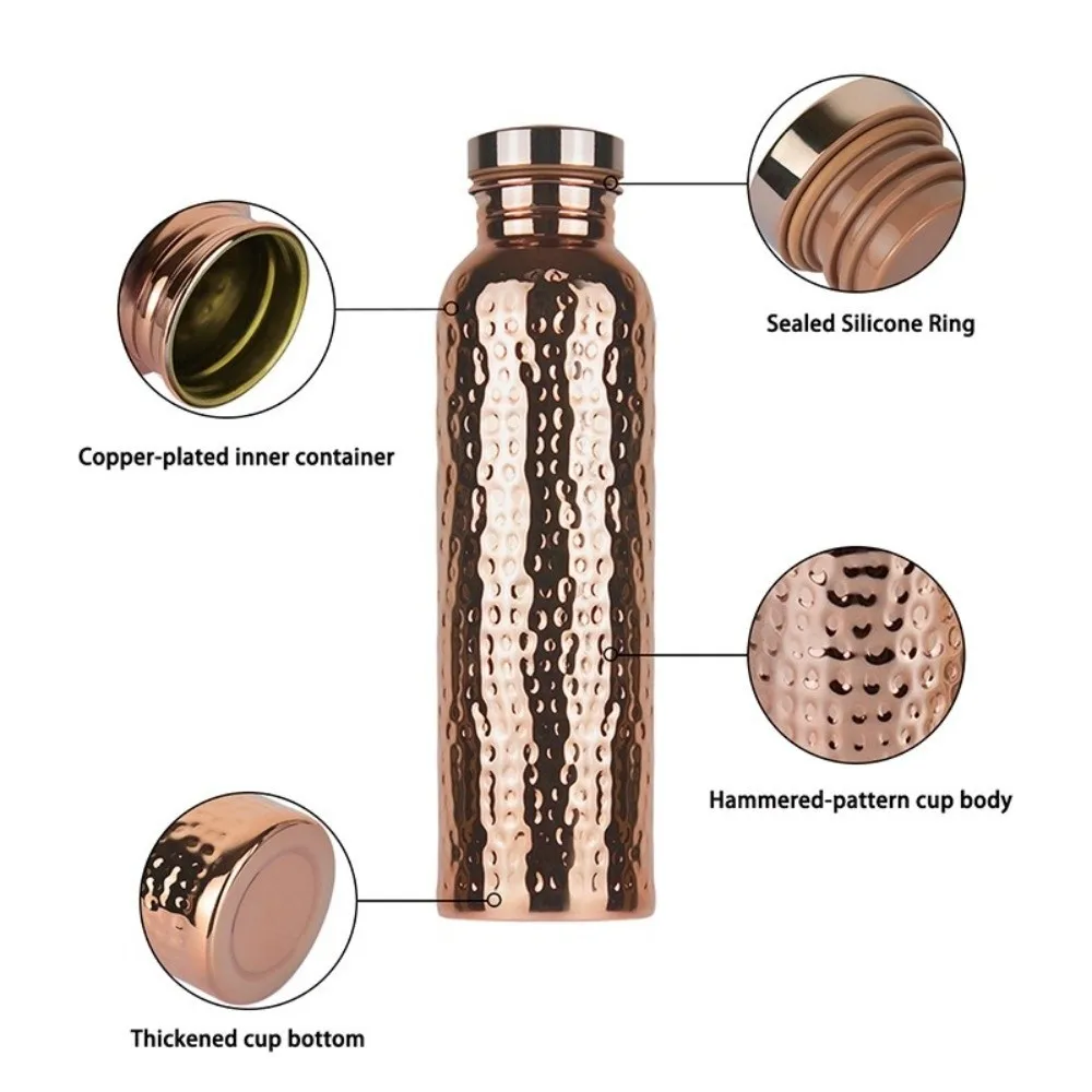 800ML Copper Water Bottle​ Anti-Slip Silicone Base​ ​One-Click Open Lid​ ​Leakproof Sports Bottle​ ​Thermal Insulation