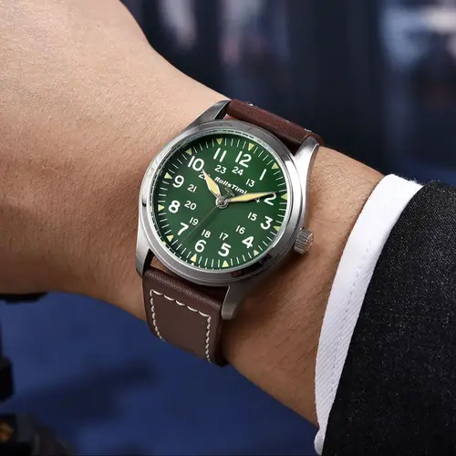 Imagen 2 del producto 2025 nuevo reloj Rollstimi Retro para pilotos, reloj de cuarzo de lujo para hombres, reloj de pulsera multifuncional luminoso resistente al agua de cuero para hombres