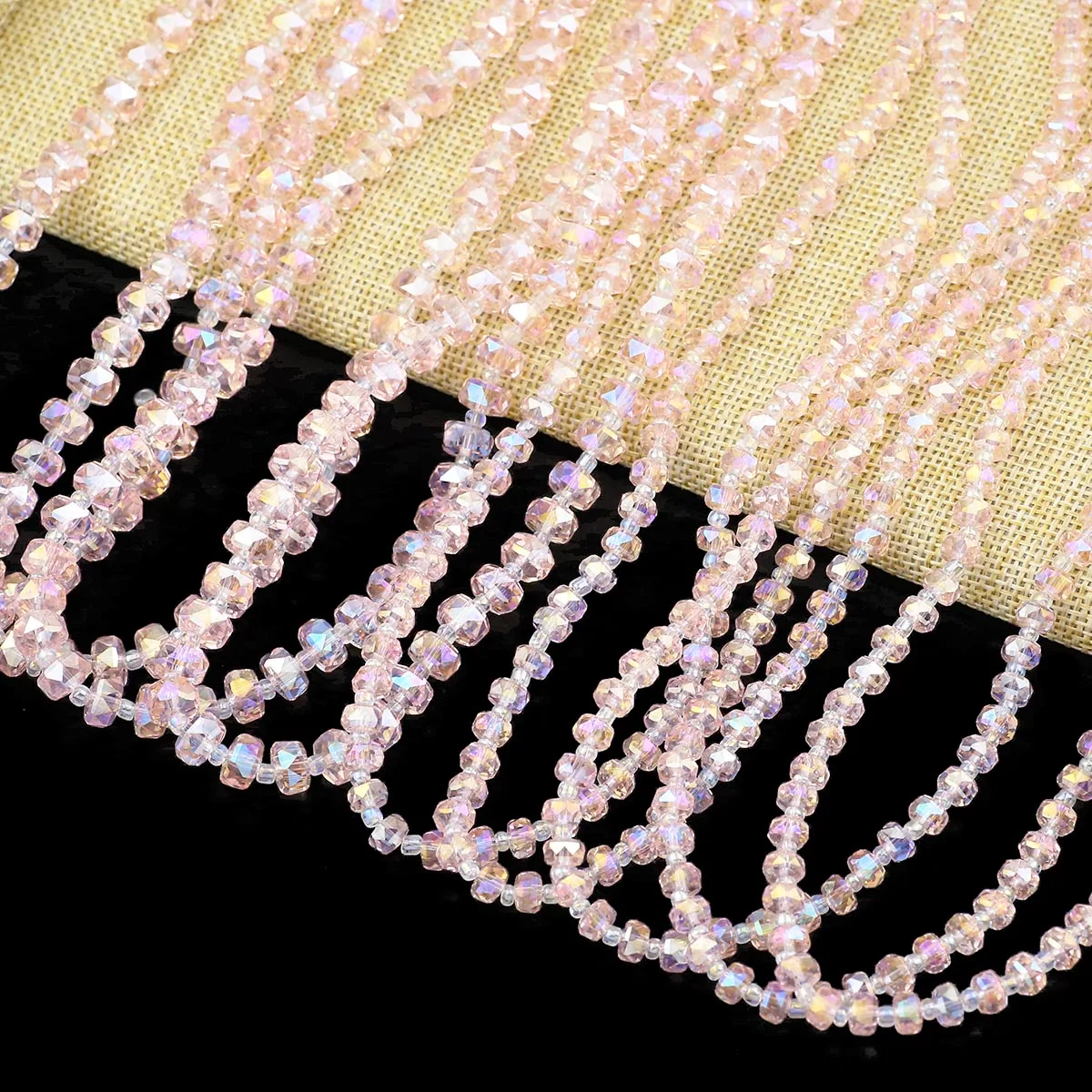 6/8mm Flat Round Austrian Crystal Pink Beads Wheel Shape Glass Loose Beads For Jewelry Making Necklace Earrings DIY Accessories