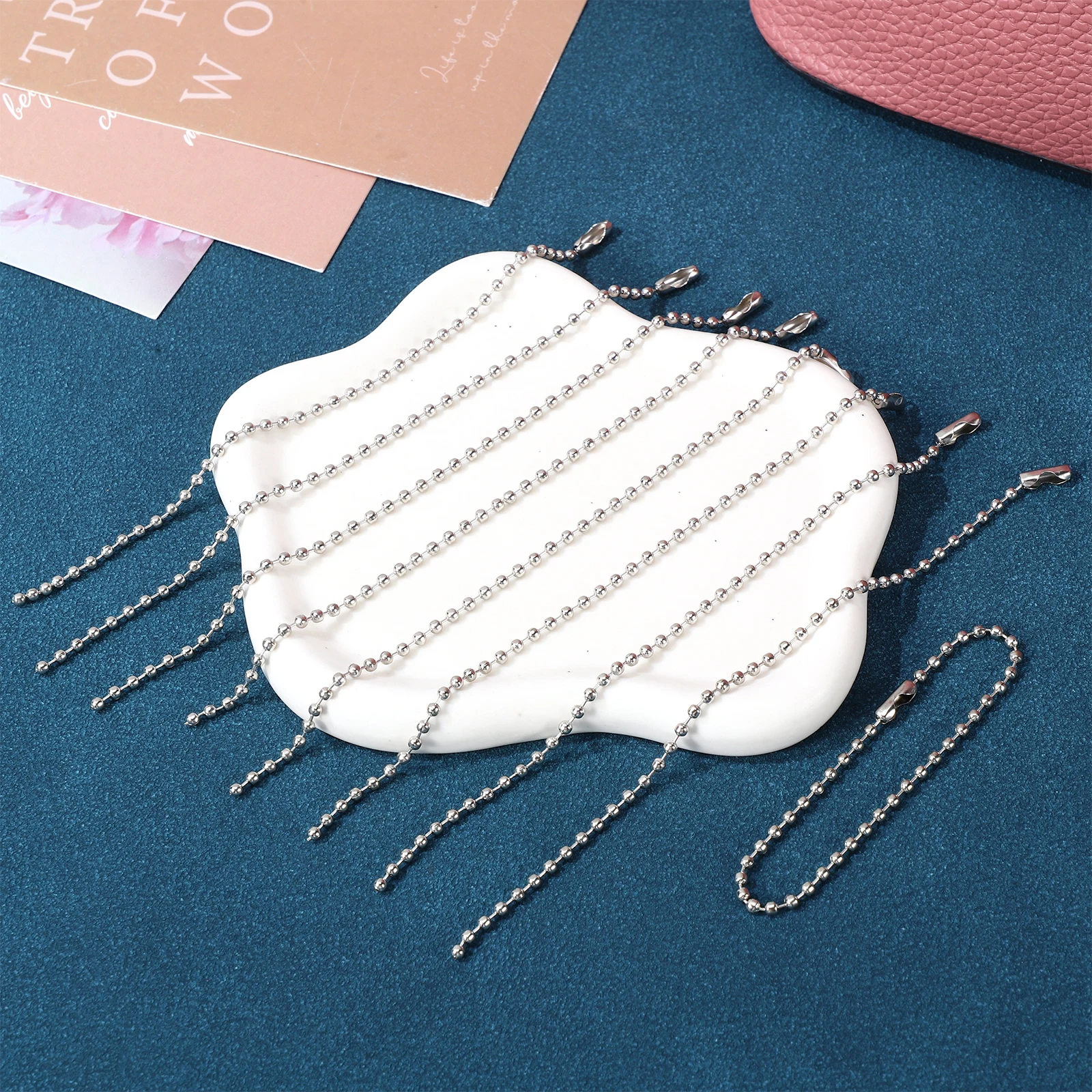 

100pcs Stainless Steel Chains Adjustable Length Gold Wire Bead Connector Clasp Keychain Tag Rings Metal Bead Steel for Jewelry