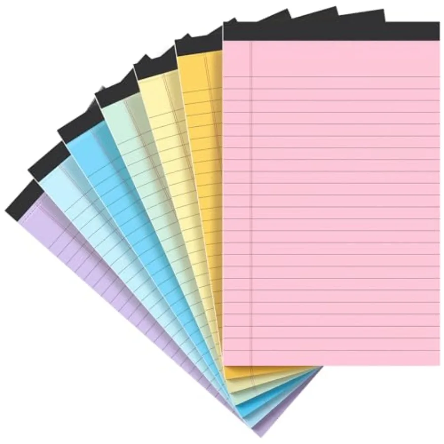 

Small Note Pads 5x8, [7 Pack] Colorful College Narrow Ruled Legal Pads, Micro Writing Pads Perforated Lined Note Paper for Stud