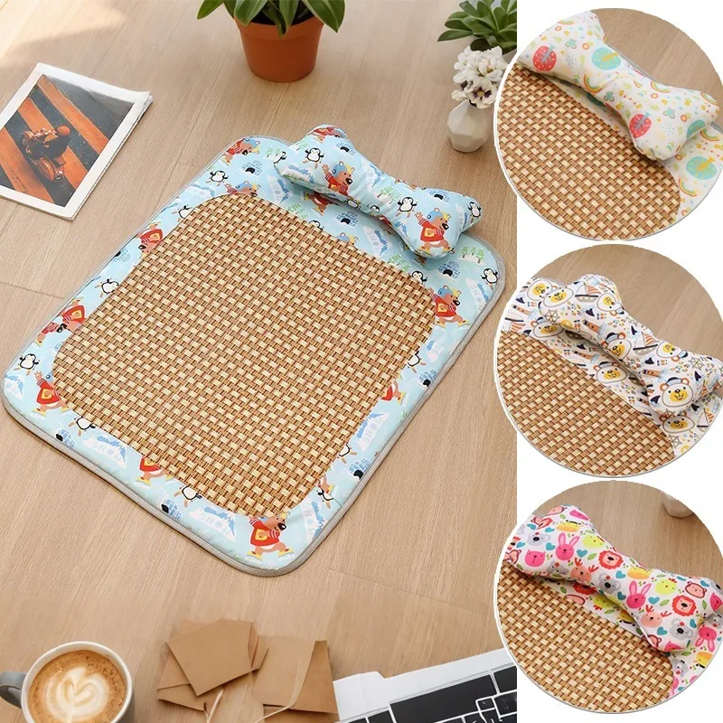 

Cute Washable Pet Cooling Mat with Pillow Breathable Dog Cat Summer Bed Indoor Sleeping Pad Comfortable Pet Bed Alternative개가 침대