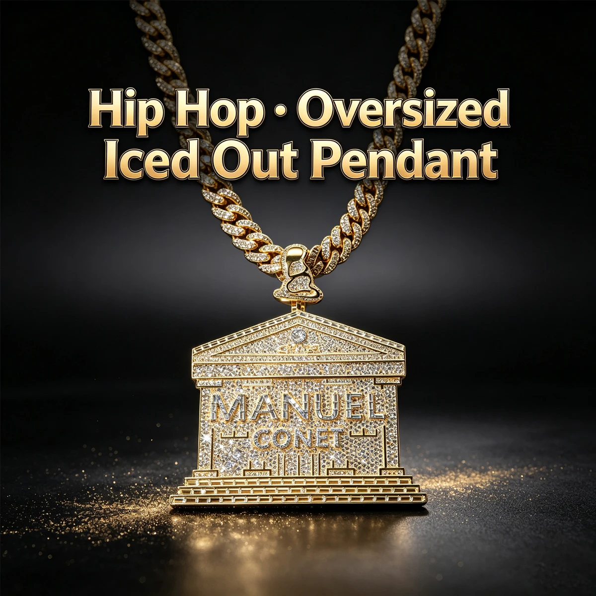 Oversize Iced Out CZ House Pendant Necklace Boy Friend Gift  For Men Trendy Hip Hop Women JewelryClassic Blocked Door Pendant