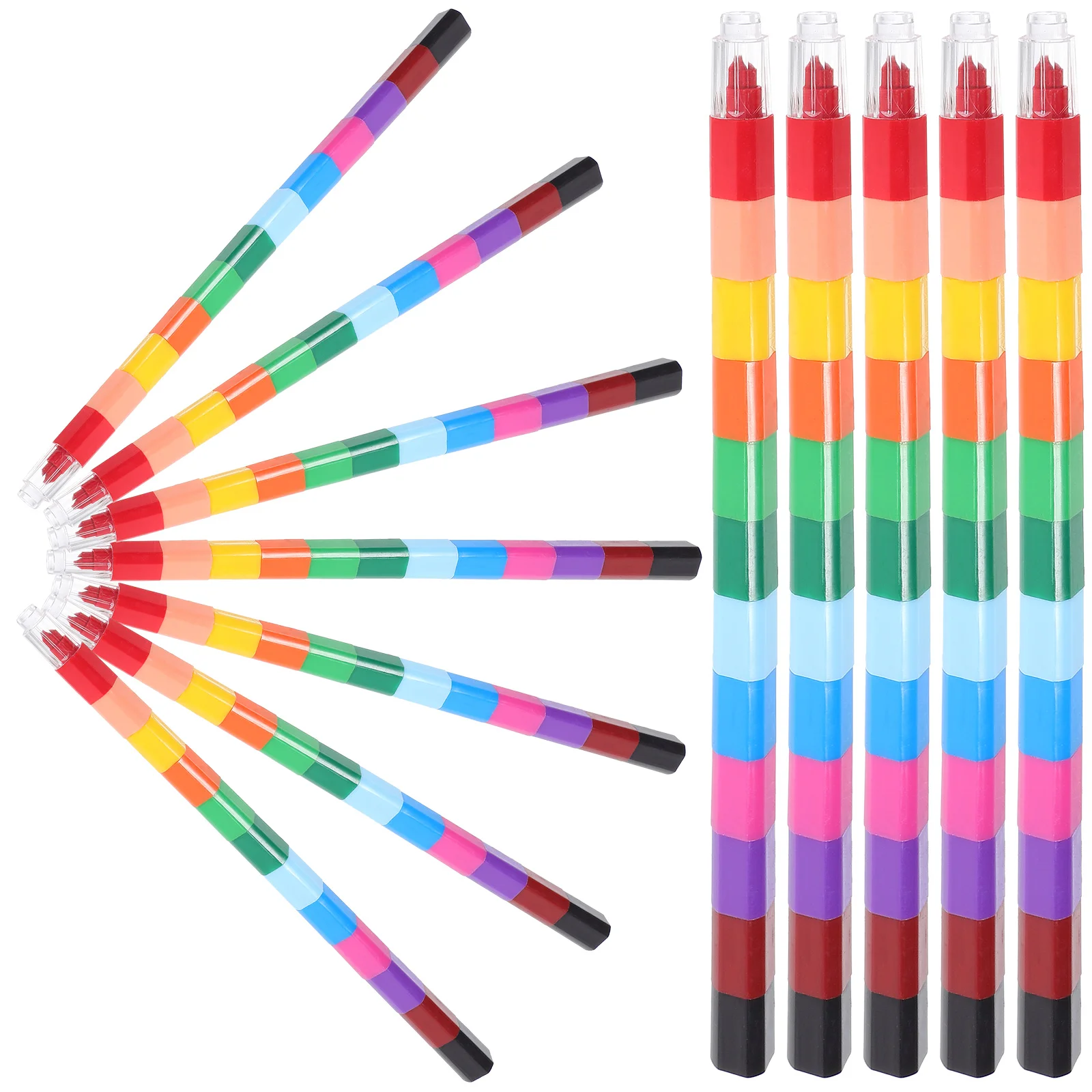 24pcs 12 Different Color Creative Building Block Coloring Crayons Crayon Crayon Student Stationery for Painting Use