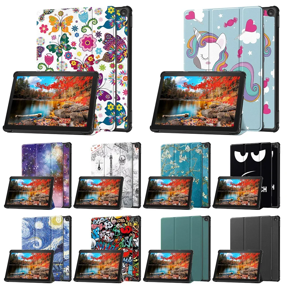 ใหม่เคสแท็บเล็ตหนัง PU สําหรับ All-New Amazon Fire HD 10 แท็บเล็ต (รุ่นที่ 13 ปีที่,2023 Release) กันกระแทก Trifold Stand Cover