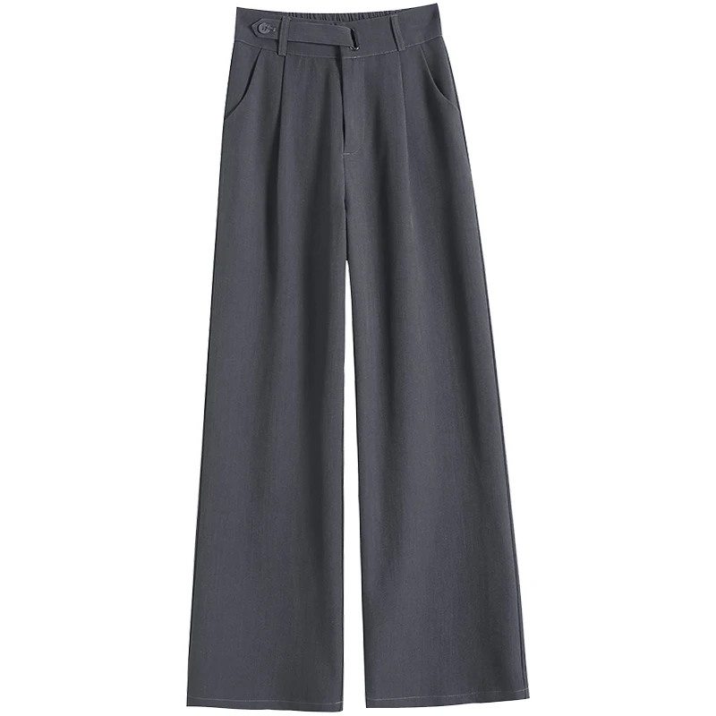 Séoulish printemps été femmes jambes larges pantalon 2024 nouveau bouton taille haute solide décontracté pantalon ample femme