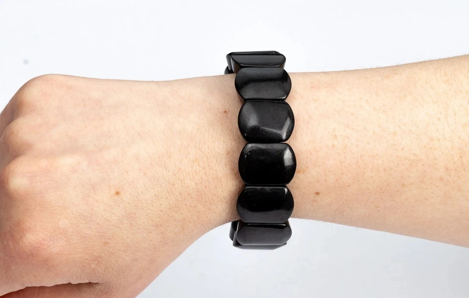 

Аутентичный браслет SHUNGITE Бусины прямоугольные овальные кристаллы с защитой от ЭМП