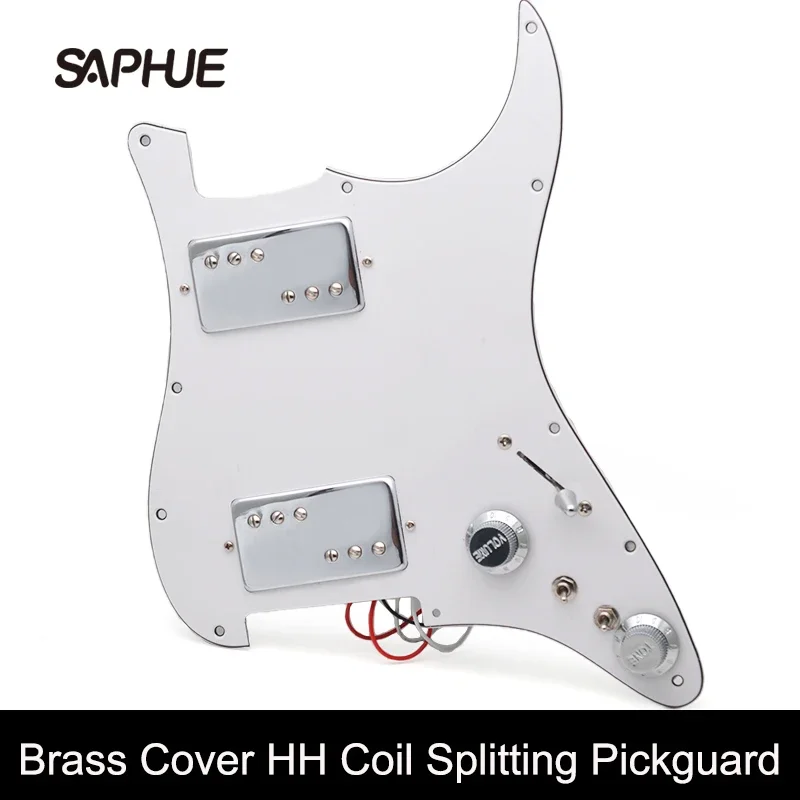 

HH Brass Cover Two Humbucker Coil Spliting Pickguard, Electric Guitar Pickguard, LP Style Humbucker Loaded Prewired Scratchplate