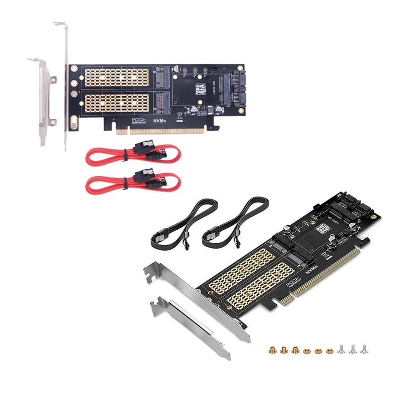 M.2 Nvme SSD NGFF To PCIE 3.0 X16 Adapter M Key B Key MSATA PCI Expansion SATA 3 In 1 Converter Riser