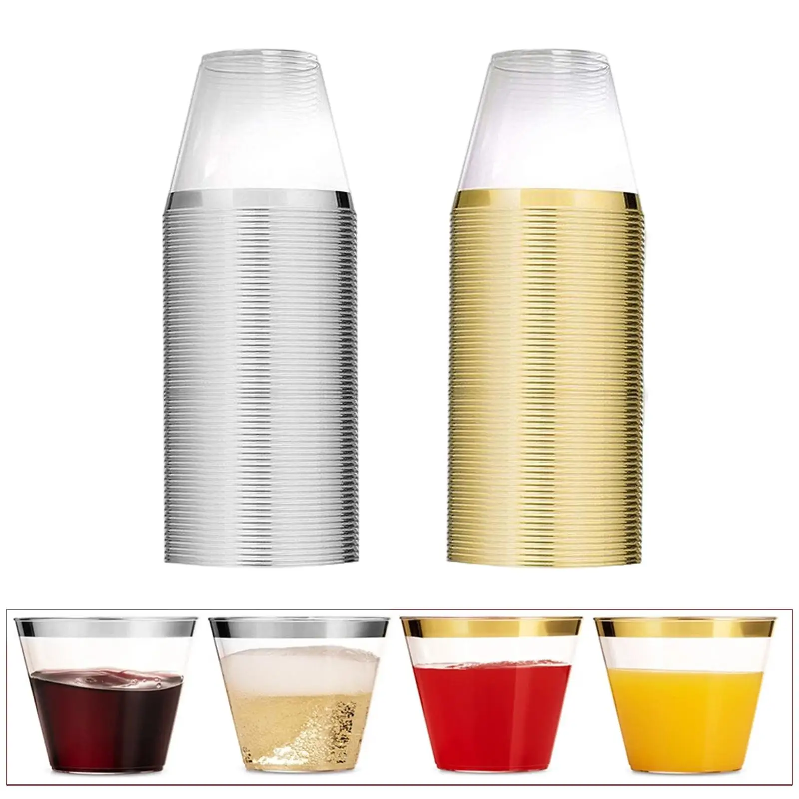 3 Cups Tumblers 9oz Whisky Glasses Disposable Drinking Cups for Thanksgiving Mousse Cup Party Anniversaries Decoration