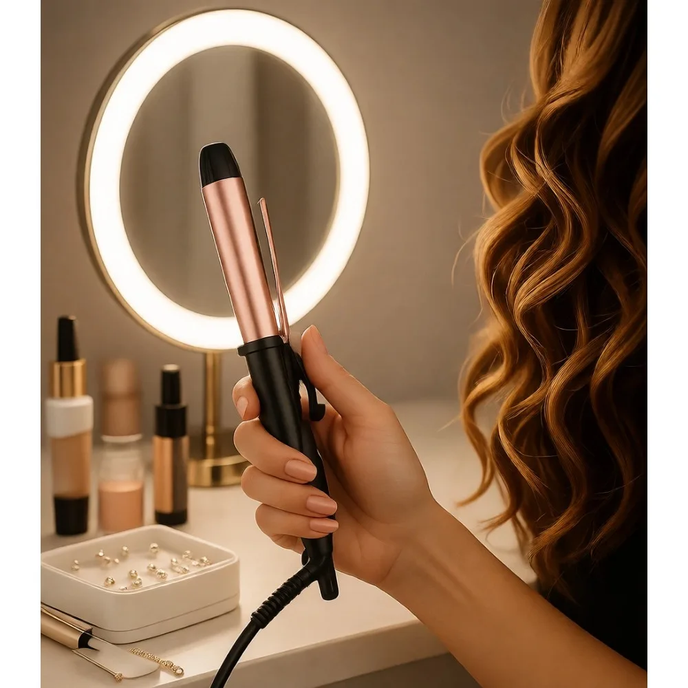 Mini Ceramic Hair Curler for Short Hair Travel 3 4 Inch Dual Voltage Keratin Argan Oil Infused Rose Gold