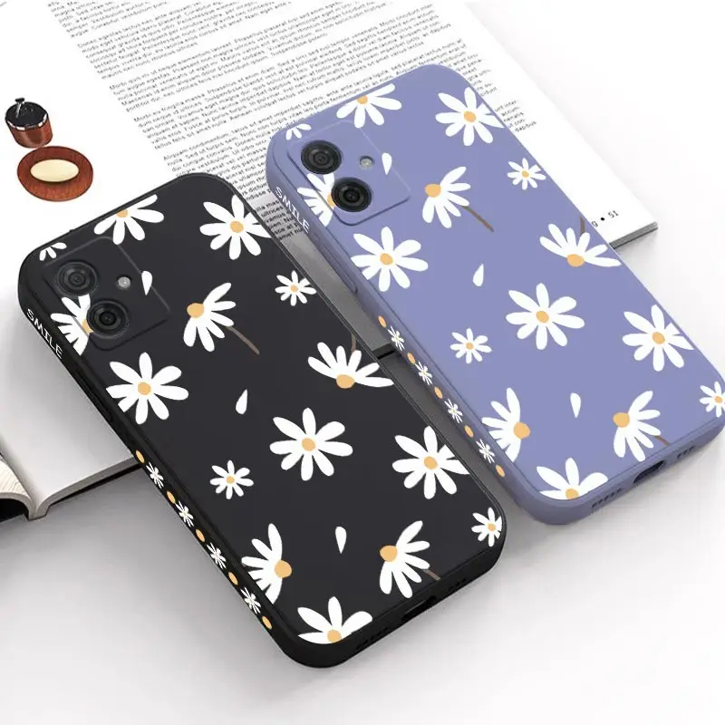 G54 Elegant Daisy Silicone Phone Case For Motorola Moto G54 G53 G52 G50 G42 G20 G84 G34 G22 G24 G14 G13 G30 G9 G9Plus G8 Cover