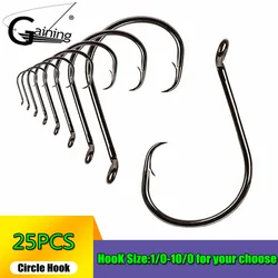 7385 Series Octopus Fishing Hooks High Carbon Steel Single Circle Fishhook Barbed Carp Hook 25PCS Fish Hooks 1/0-10/0