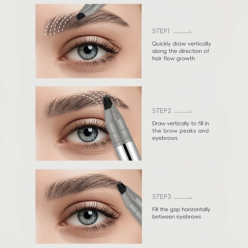 Multi-Prong waterwenkbrauwpen - Microblading-effect, ultrafijne slag van 0,1 mm, waterdicht, langdurig, natuurlijke haarachtige wenkbrauwen