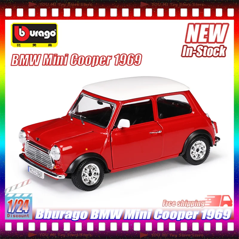 

Масштабная модель Bburago BMW Mini Cooper 1969 года, 1:24, из литого металла, коллекционная, для декора рабочего стола, для автолюбителей и коллекционеров.