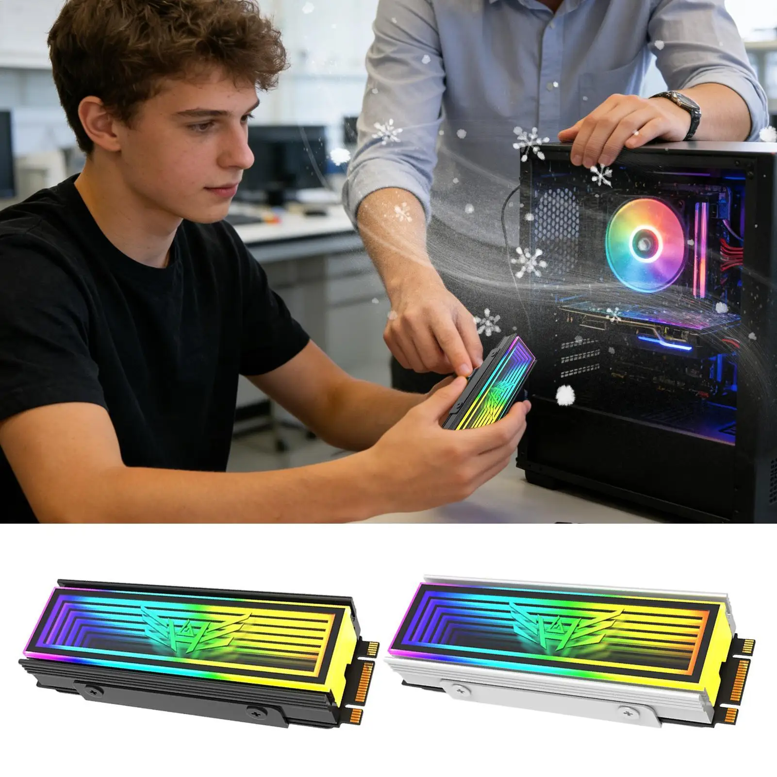 

2280/2260/2242 Радиатор жесткого диска M.2 5v3 Pin ARGB Противоскользящий бесшумный радиатор Внешний жесткий диск Кулер SSD Рассеивание тепла