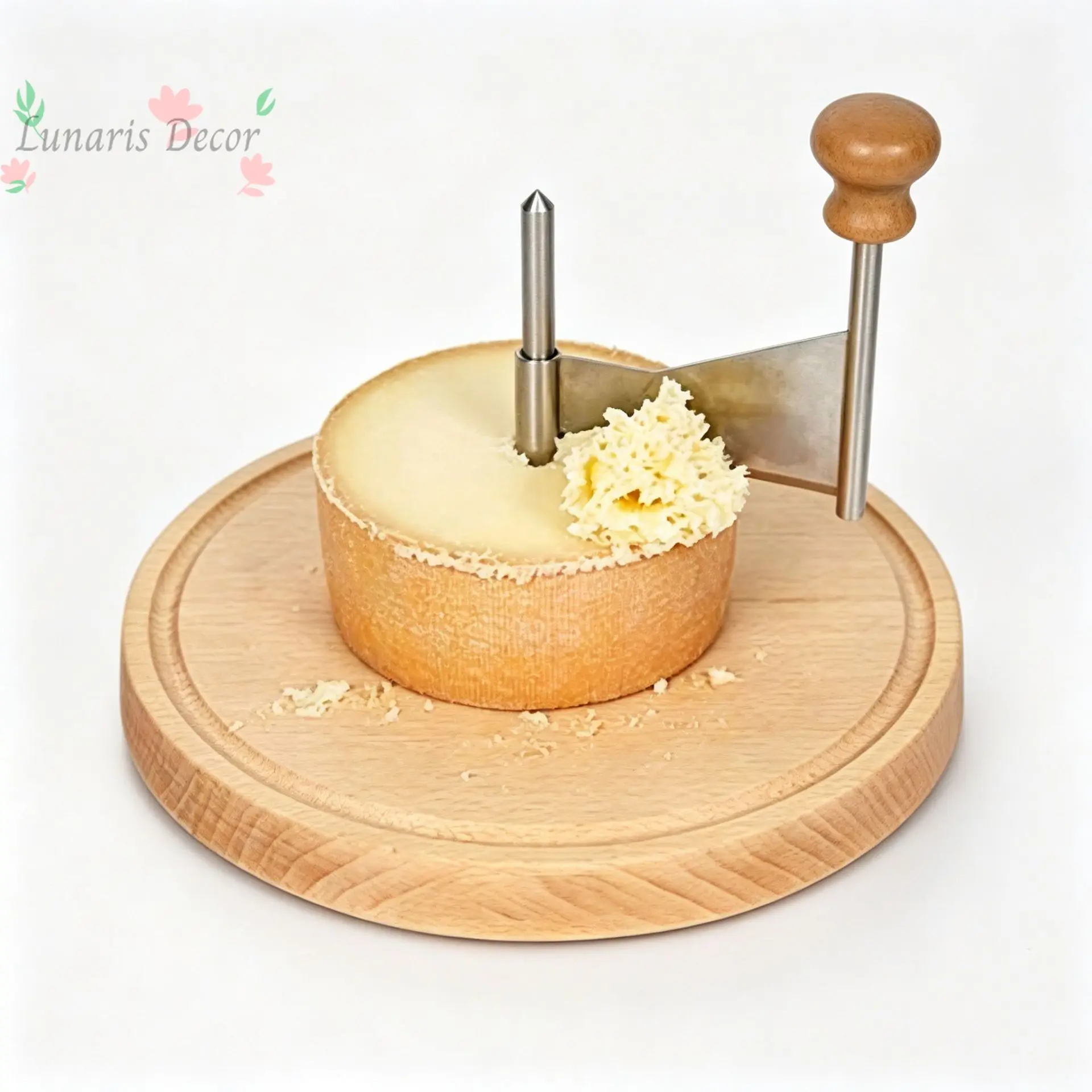 

Wooden cheese shaver, cheese spin cutting, chocolate slicing, shavings, disc