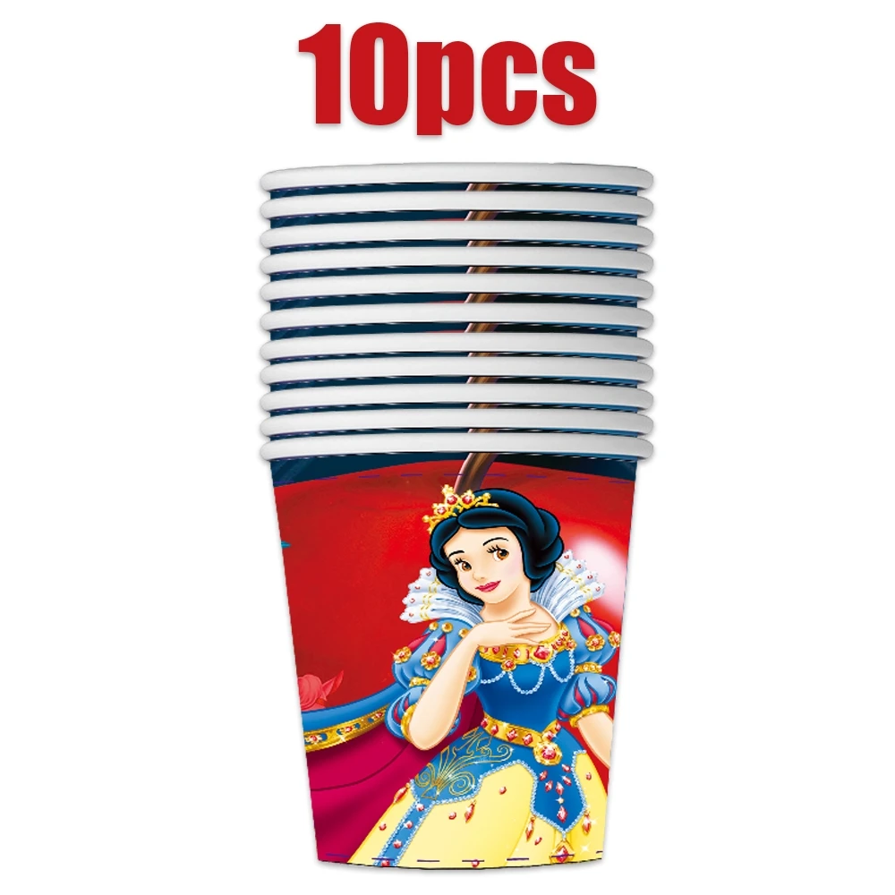 60pcs/lot Girls Favors Snow White Princess Theme Cups Dishes Happy Birthday Event Party Plates Decorations Napkins Tableware Set