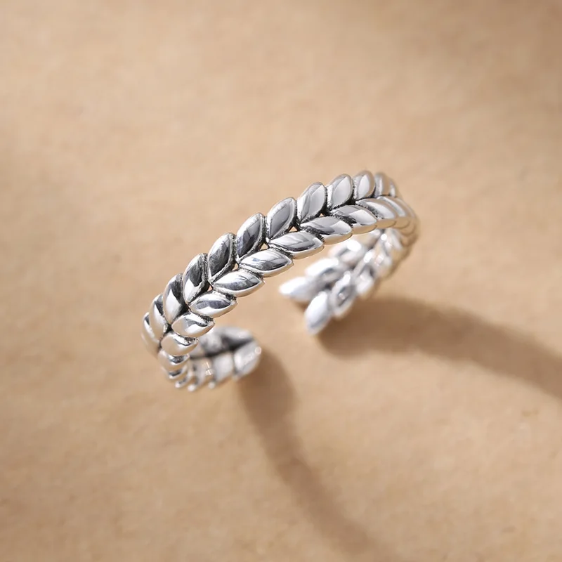 925 Sterling Silver Wheat Stackable Aesthetic Rings For Women Vintage Luxury Jewelry Wholesale Jewellery Argent 925