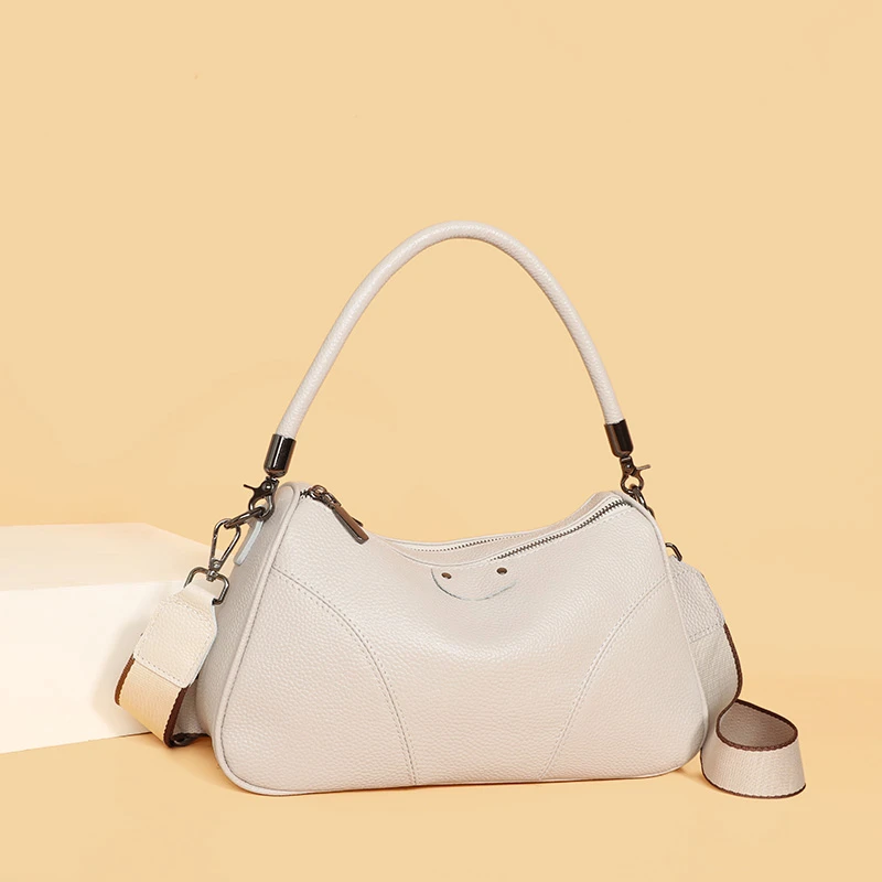 

High Quality Genuine Cowhide Leather Shoulder Bags for Women Fashion Women Bags Luxury Designer Ladies Underarm Sac Tote Handbag