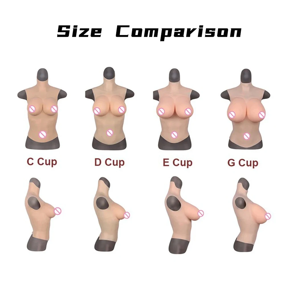 Realistic Breasts Forms High Collar Silicone Fake Boobs for Crossdresser Sissy Drag Queen Cosplay Artificial Chest Breastplates