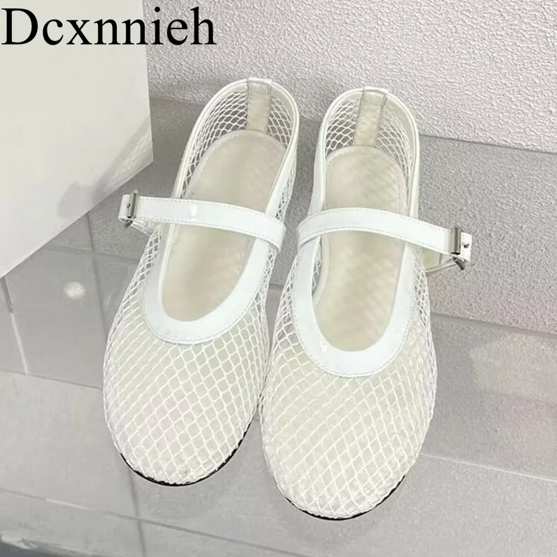 

2024 New Summer Transparent Mesh Soft and Comfortable Casual Flat Shoes Women's Lightweight and Versatile Commuter Shoes