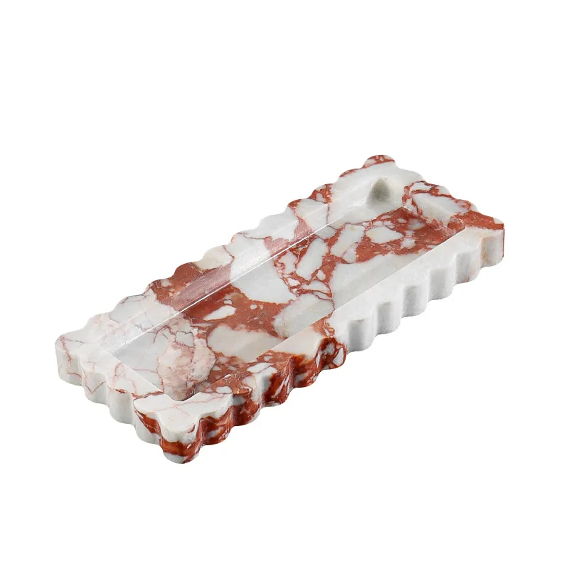 European light luxury natural marble rectangular small tray, storage tray hotel decoration ornament