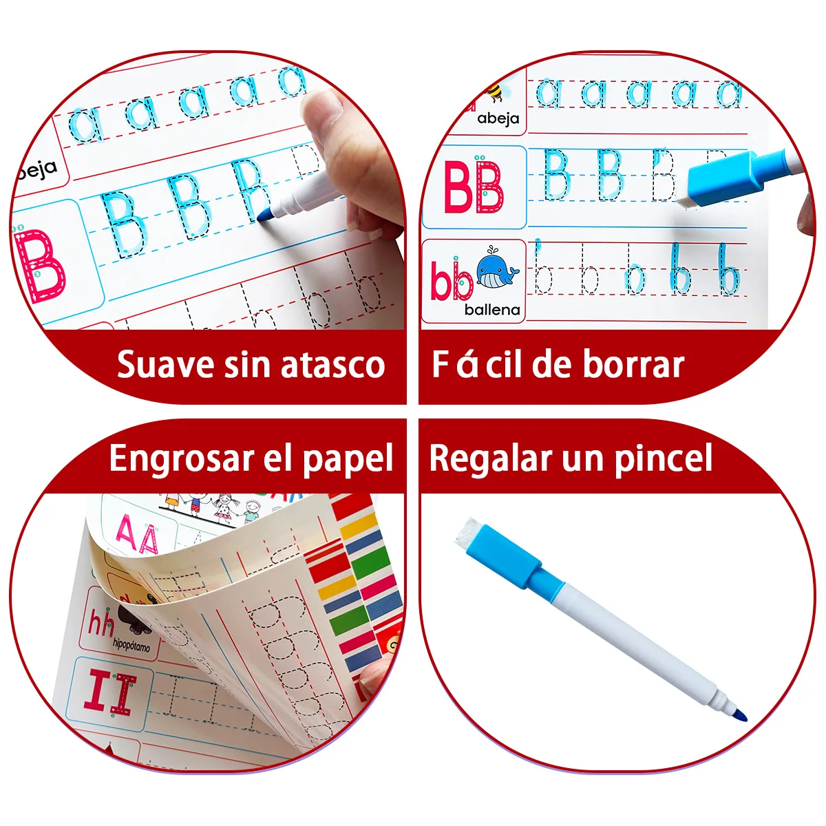 Spanish A-ZNumerals Reusable Handwriting Practice Spiral Notebook Enhance writing standards and techniques Learning Gift