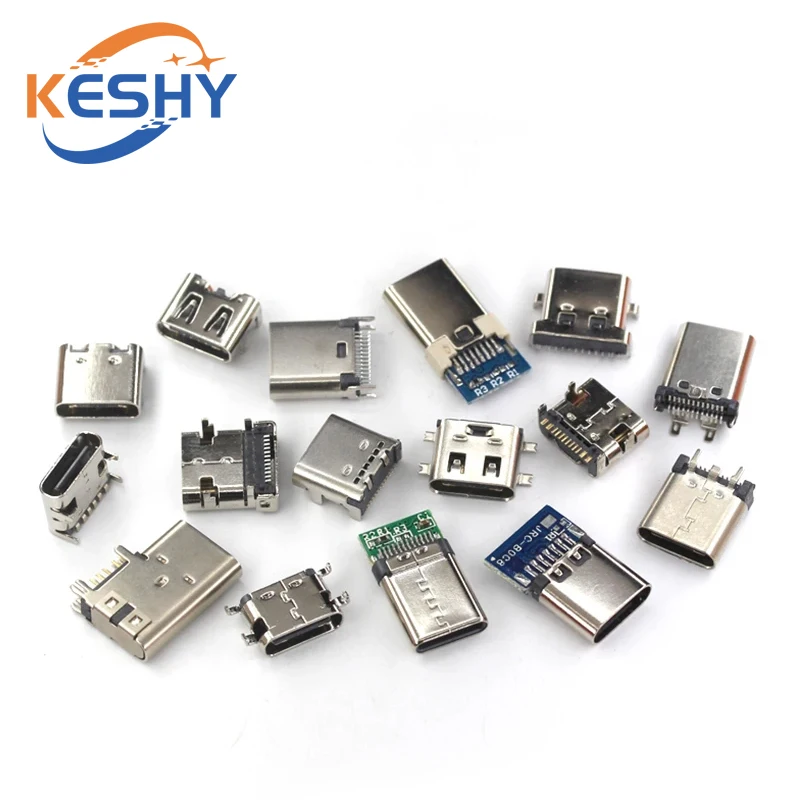 5PCS Type C USB 3.1 6 14 16 24 Pin Connector Type-C Socket SMD DIP Female Jack For PCB High Current Charging Port Transfer Data