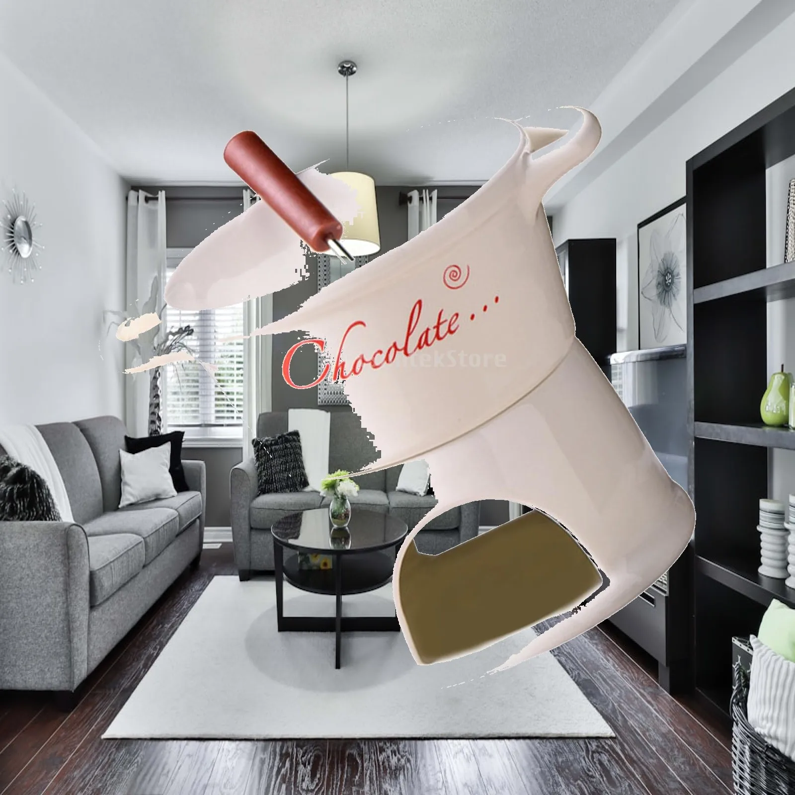 Olla para Fondue de Chocolate, Olla de Porcelana para Derretir Chocolate de 300 ml, Juego de Tazones para Derretir, para Aperitivos, Tapas, Postres, Sopas, Bodas