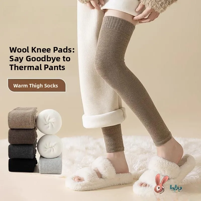 

Женские шерстяные длинные утепленные леггинсы-гольфы на флисовой подкладке для осени и зимы, для домашнего использования