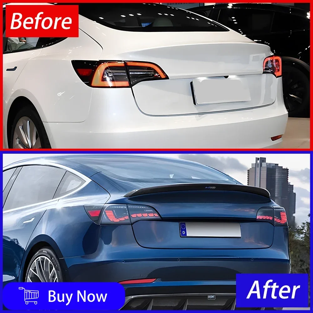 For Tesla Model 3 Model Y 2019-2023 Car Taillights Assembly LED Auto Rear Lamps Upgrade Dragon Scale Taillight Tool Accessories