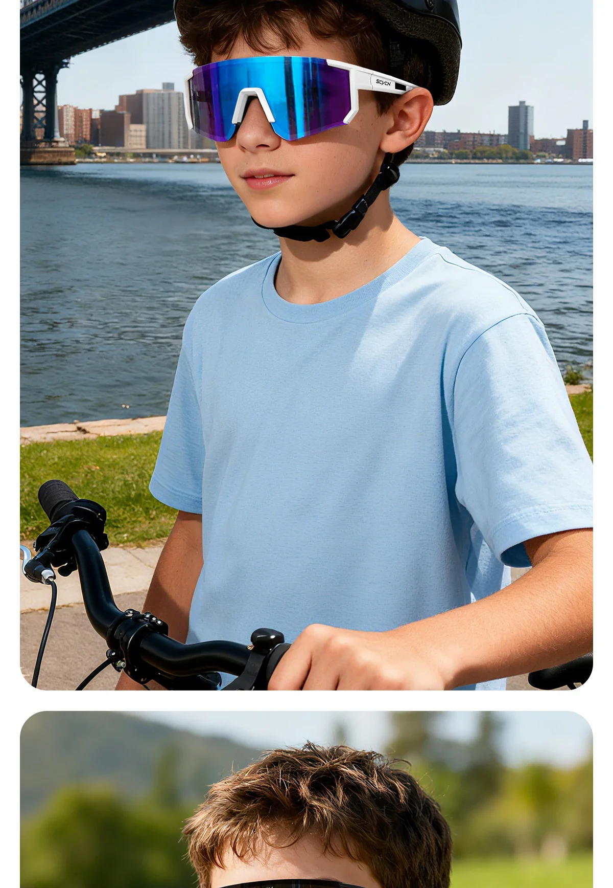 SCVCN Outdoor Kinder Photochrome Sonnenbrille Polarisierte Fahrradbrille Sport UV400 Jungen Baseball-Brille Lauf- und Wanderbrille – Detail 13