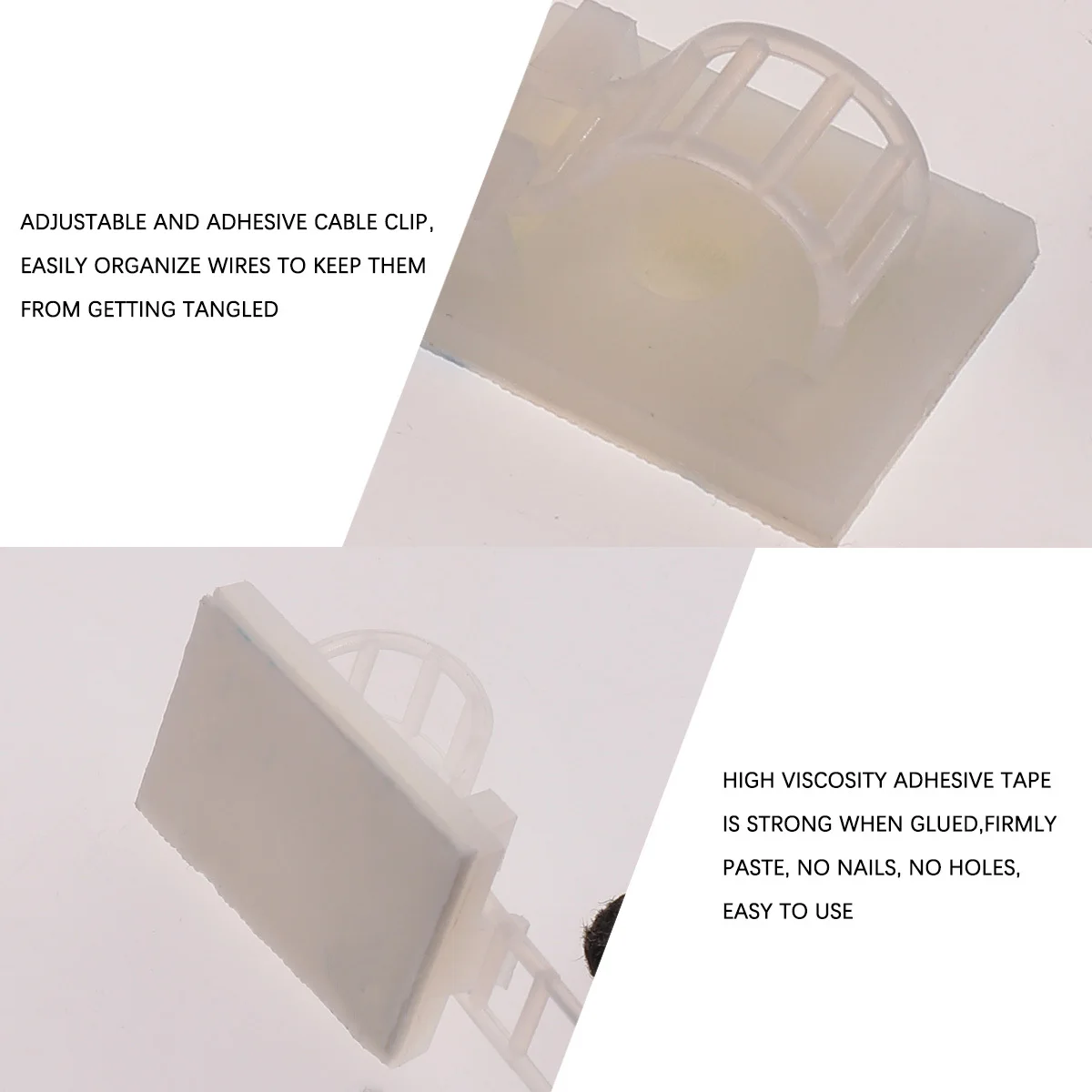 

50Pcs Adhesive Cable Clips Nylon Wire Holders High Strength Desk Cable Clamp Secure Messed Cables Organize Workspace