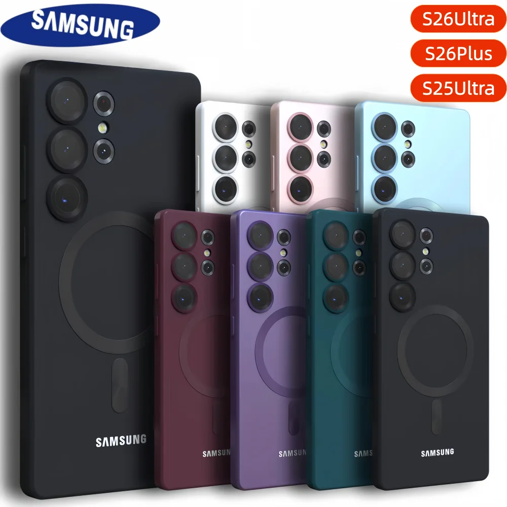 Samsung Galaxy S26 S25 Ultra Magnetische Telefon Fall Original Weiche Silikon Für Magsafe Mit Kamera Objektiv Volle Abdeckung S26 S25 S24 Plus