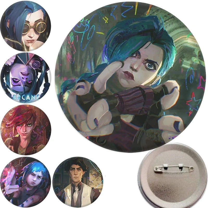 

Hot Cartoon Anime Arcane Jinx Soft Button Pin Runaway Loli Brooch Badge Clothes Bag Accessories Gamer Collect Friends Kids Gift