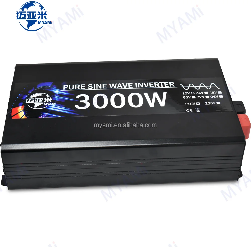 MYAMi Design Upgrade 3000W 12V 24V 48V 60V 72V 96V DC to AC hous ehold Solar Car Pure Sine Wave Power Inverter for Solar System
