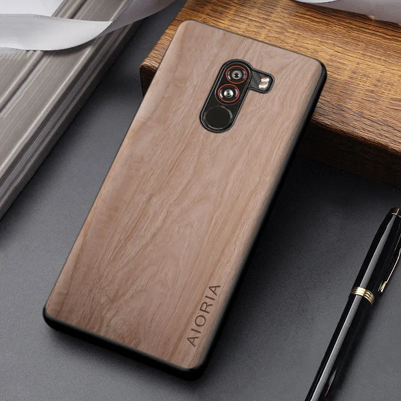 Pokrowiec na Xiaomi Pocophone F1 coque prosta konstrukcja wytrzymały lekki drewniany wzór pokrowiec na pocophone f1 Case funda